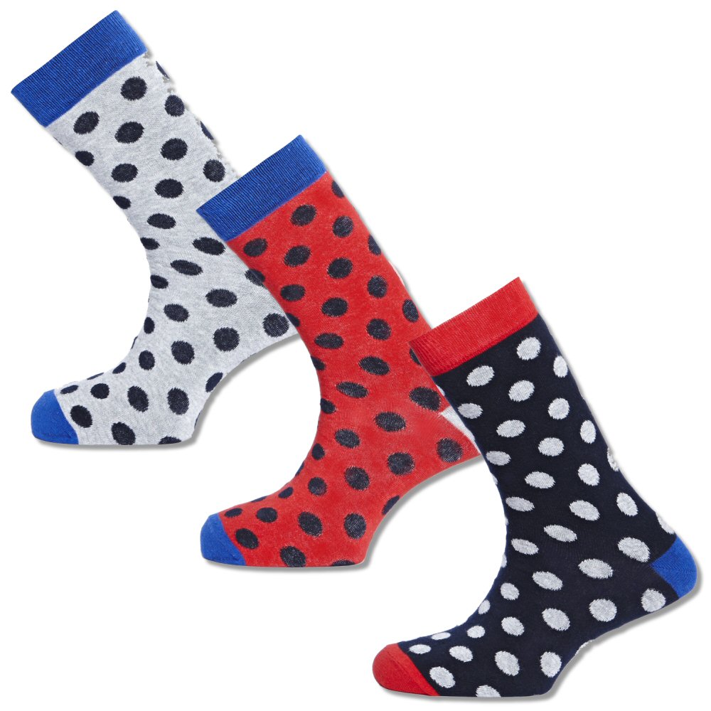 Ben Sherman 3 Pair Pack Cotton Socks Large Spots RGB UK 7 11